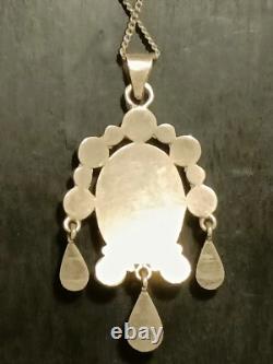Superbe Pendentif Ancien en Argent Massif émaillé XIXe