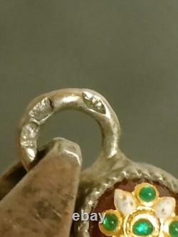 Superbe Pendentif Ancien en Argent Massif émaillé XIXe