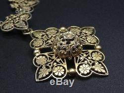 Superbe ancien collier en argent massif vermeil croix de malte style Empire XIXe