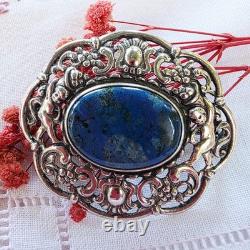 Superbe broche ancienne art nouveau / néo-Renaissance Argent 800 Gustav Hauber
