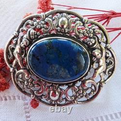 Superbe broche ancienne art nouveau / néo-Renaissance Argent 800 Gustav Hauber