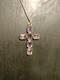 Superbe Et Ancienne Grande Croix Religieuse En Argent Massif Et Améthyste