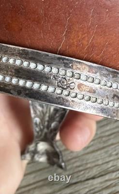 Tasse à maté thé ancienne argent massif Argentine noix sculpté 92g Vintage