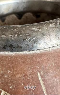 Tasse à maté thé ancienne argent massif Argentine noix sculpté 92g Vintage