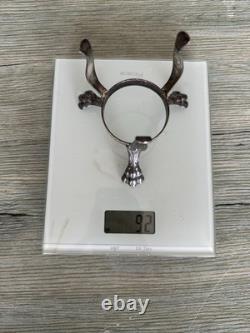 Tasse à maté thé ancienne argent massif Argentine noix sculpté 92g Vintage