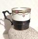 Tasse Ancienne Argent Massif Minerve Porcelaine Xixe Anse D&eacute;cor Floral