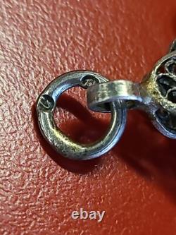 Tres Belle Ancienne Croix Argent Massif Filigrane Émaillé