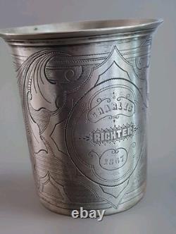 Très belle timbale XIX / gobelet Argent massif Ancien Poinçon 13 DK /de 1867