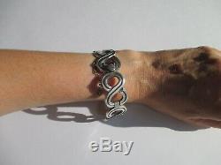 Très important bracelet ancien créateur Taxco Mexique Argent massif 925 67g