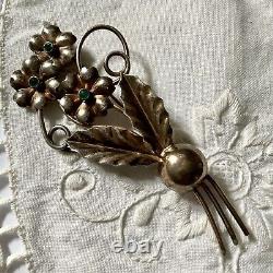 USA Créateur C1930 Art Deco Grande Broche Ancienne Vermeil Argent Massif