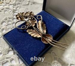 USA Créateur C1930 Art Deco Grande Broche Ancienne Vermeil Argent Massif