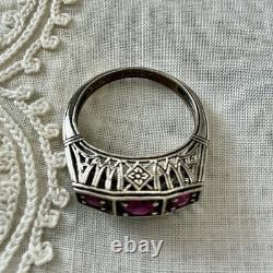 Véritable RUBIS, TRILOGIE ARGENT MASSIF, CISELURE, BELLE BAGUE ANCIENNE Véritable RUBIS, TRILOGIE ARGENT MASSIF, CISELURE, BELLE BAGUE ANCIENNE