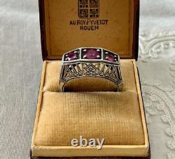 Véritable RUBIS, TRILOGIE ARGENT MASSIF, CISELURE, BELLE BAGUE ANCIENNE