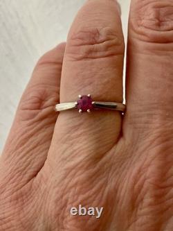 Véritable Rubis Argent Massif, Solitaire Belle Ancienne Bague