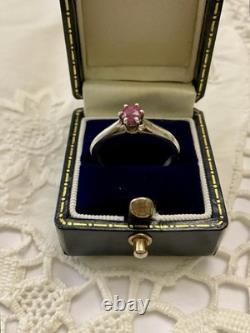 Véritable Rubis Argent Massif, Solitaire Belle Ancienne Bague