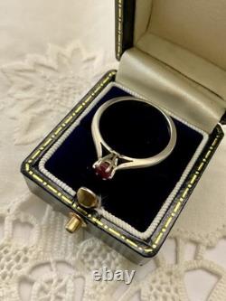 Véritable Rubis Argent Massif, Solitaire Belle Ancienne Bague