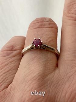 Véritable Rubis Argent Massif, Solitaire Belle Ancienne Bague