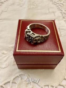 Véritable Saphir, Argent Massif, Moderniste Createur Unique Bague Ancienne