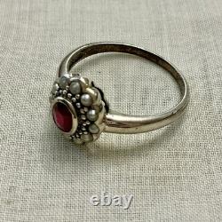 Veritable Sublime Rubis, Perle Fine, Argent Massif, Très Belle Bague Ancienne