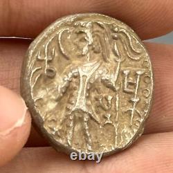 Véritable pièce ancienne en argent massif Kushan Empire Vasu Deva III