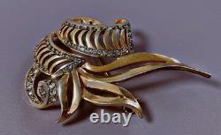Vermeil ancienne broche or sur argent massif marcassites slver carved brooch