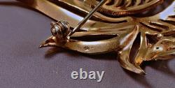 Vermeil ancienne broche or sur argent massif marcassites slver carved brooch