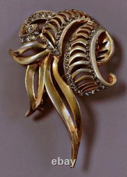 Vermeil ancienne broche or sur argent massif marcassites slver carved brooch