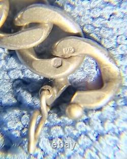 Vintage Ancien Collier Chaîne Argent Massif Maille Ancienne Multiples Poinçons