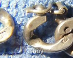 Vintage Ancien Collier Chaîne Argent Massif Maille Ancienne Multiples Poinçons