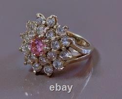 Vtg bague argent marguerite quartz zirconium ancienne bague argent massif T52