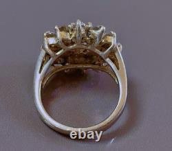 Vtg bague argent marguerite quartz zirconium ancienne bague argent massif T52