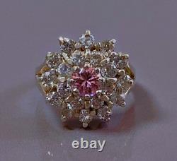 Vtg bague argent marguerite quartz zirconium ancienne bague argent massif T52