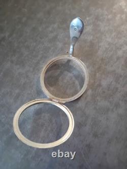 Xix, Belle Ancienne Lunule D'ostensoir En Argent Massif 925, Sans Verres